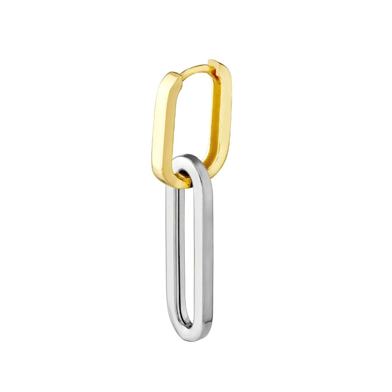 14K Yellow and White Gold Convertible Paperclip Earrings