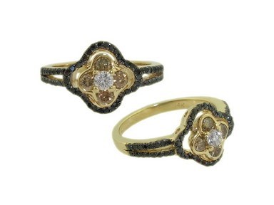 Multicolored Diamond Clover Ring