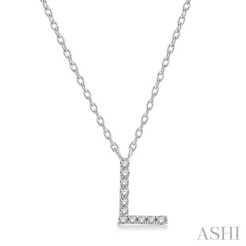 Ashi Diamond Initial L Necklace in 10K White Gold