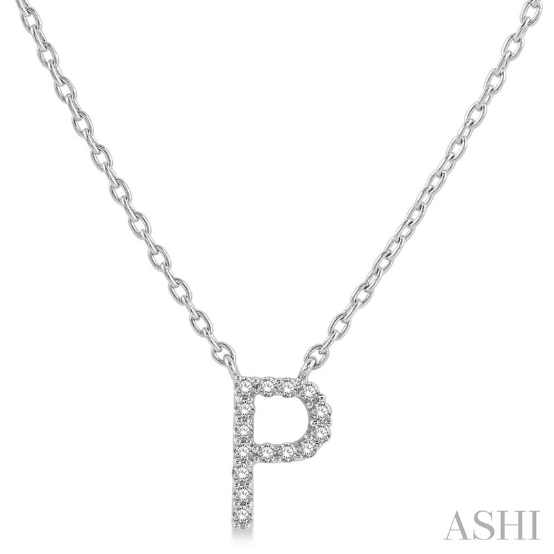 Ashi Diamond Initial P Necklace in 10K White Gold