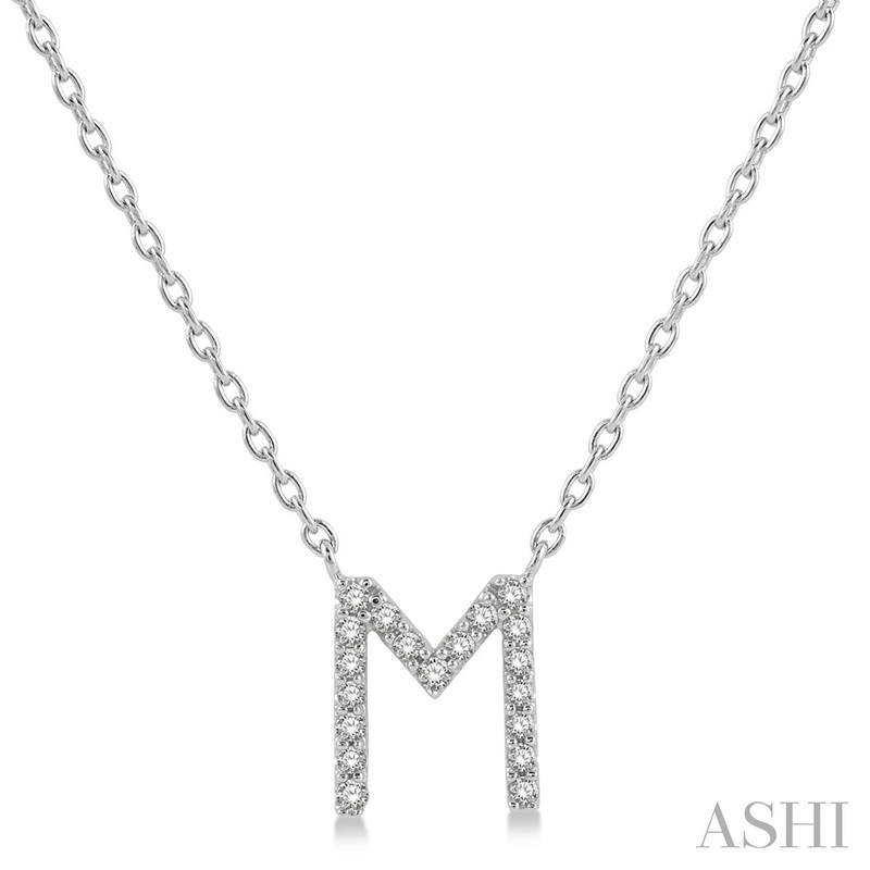 Ashi Diamond Initial M Necklace in 10K White Gold