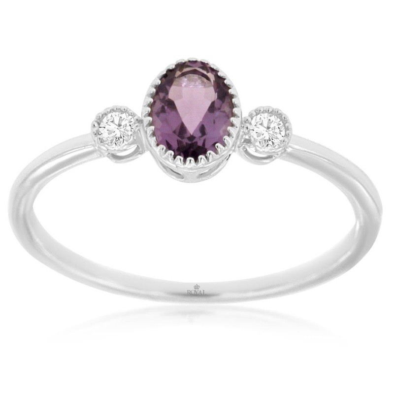 Petite Amethyst and Diamond Ring