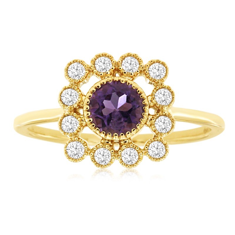 Amethyst Ring with Diamonds