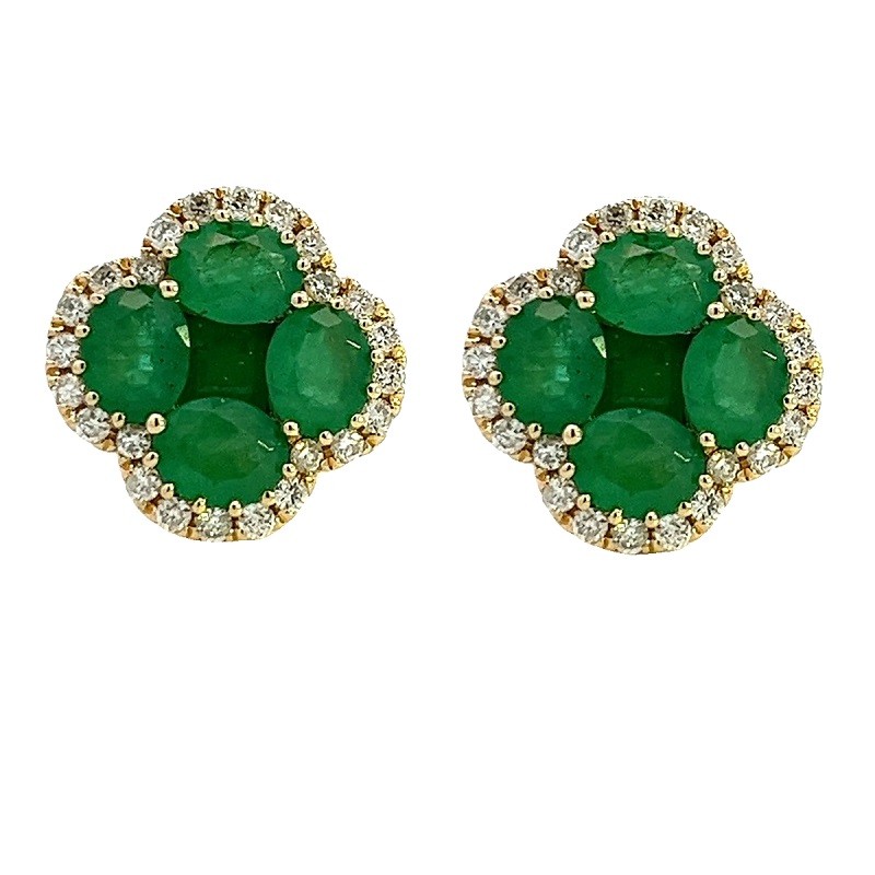 Emerald and Diamond Clover Studs