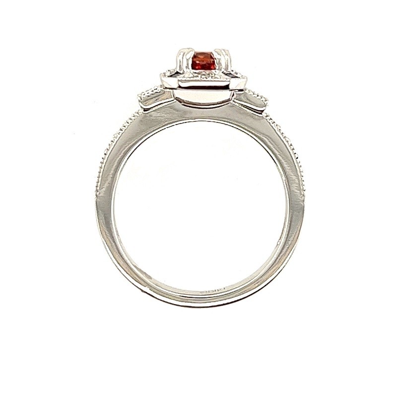 Small Garnet and Sapphire Ring in 14K White Gold