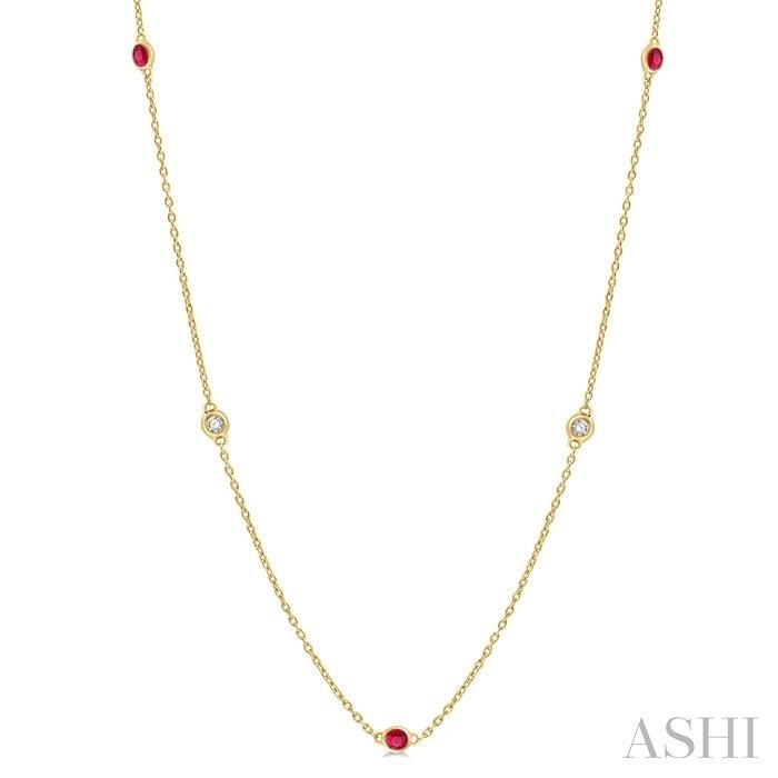 Ashi Ruby and Diamond Station Necklace in 14K Yellow Gold