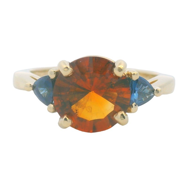 Citrine and Sapphire Three Stone Ring