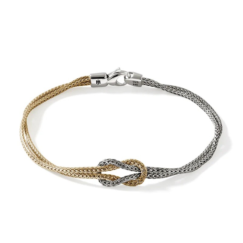 John Hardy 1.8mm Double Row Two-Tone Love Knot Bracelet