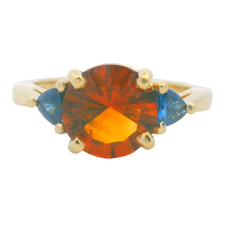 Citrine and Sapphire Three Stone Ring