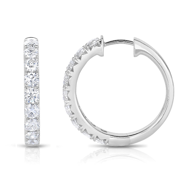 20mm French-set Diamond Hoops in 14K White Gold