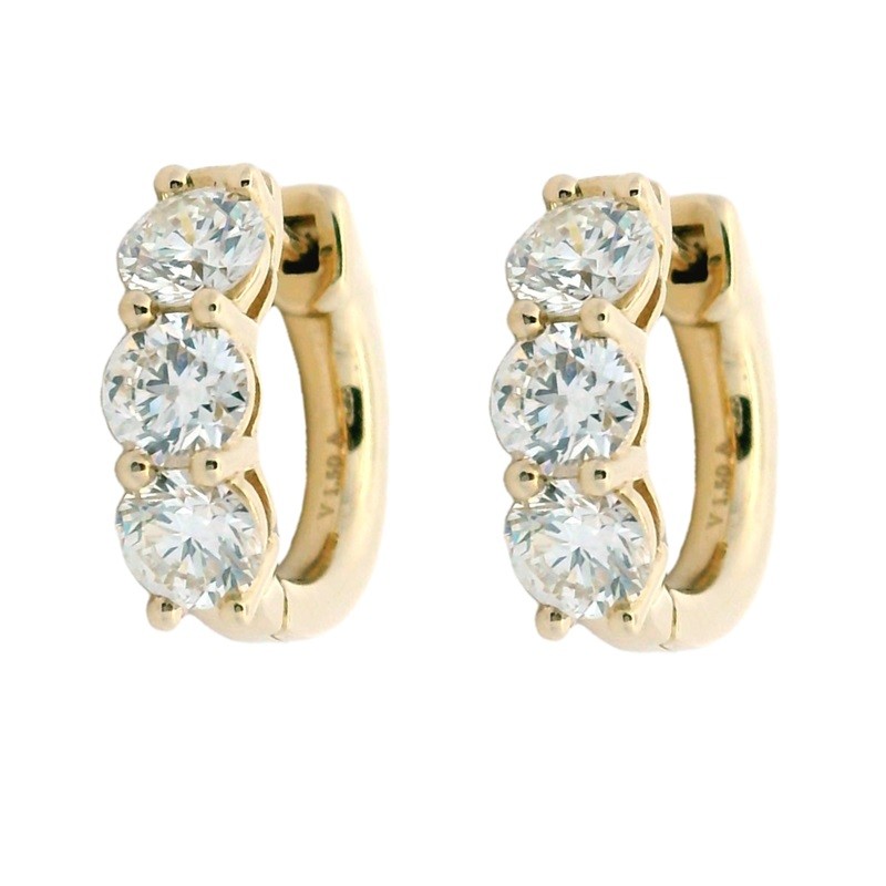 Bold Diamond Huggies in 14K Yellow Gold