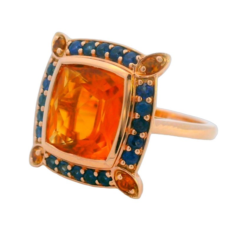 Rose Gold Citrine and Sapphire Spirit Ring