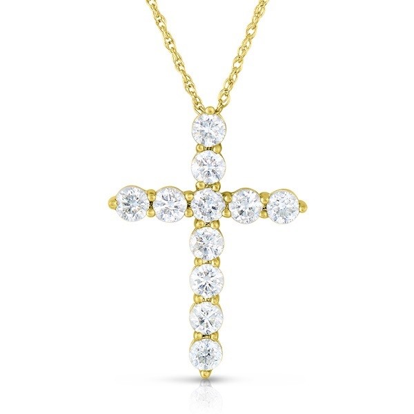 0.50ct Diamond Cross Necklace in 14K Yellow Gold