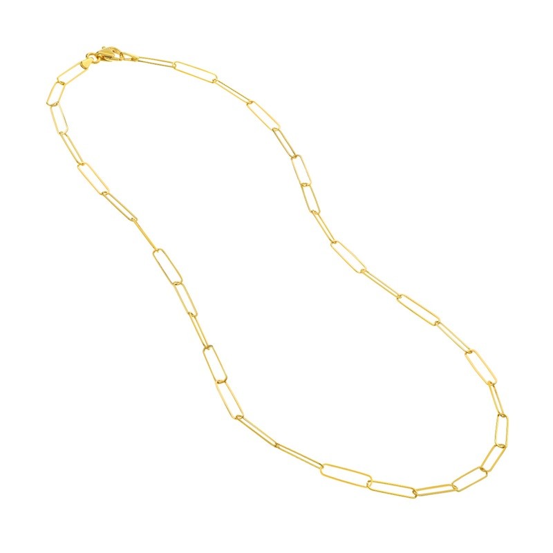 3.4mm Paper Clip Necklace in 14K Yellow Gold, 24 Inches