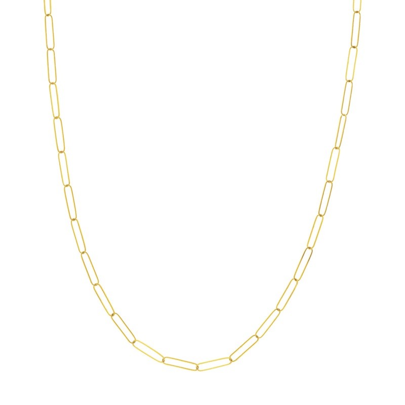 3.4mm Paper Clip Necklace in 14K Yellow Gold, 30 Inches