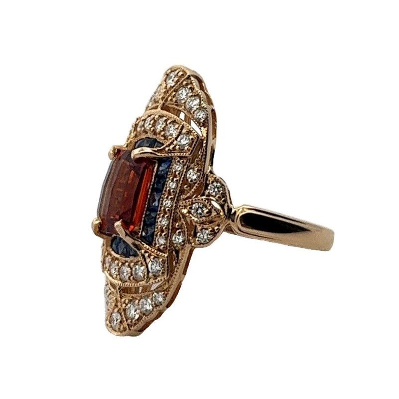 Vintage-Inspired Garnet and Sapphire Spirit Ring