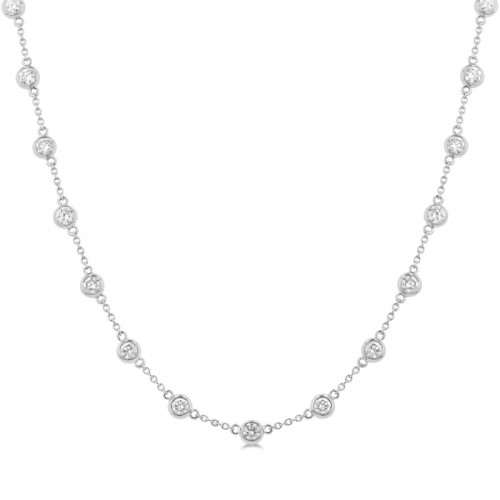 14K White Gold Diamond Bezel Necklace