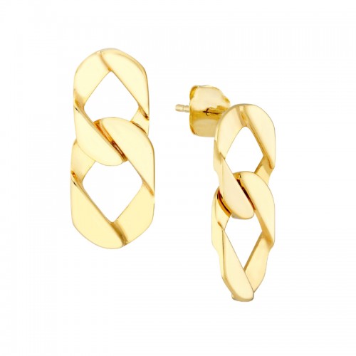 14K Yellow Gold Graduated Chain Link Earrings