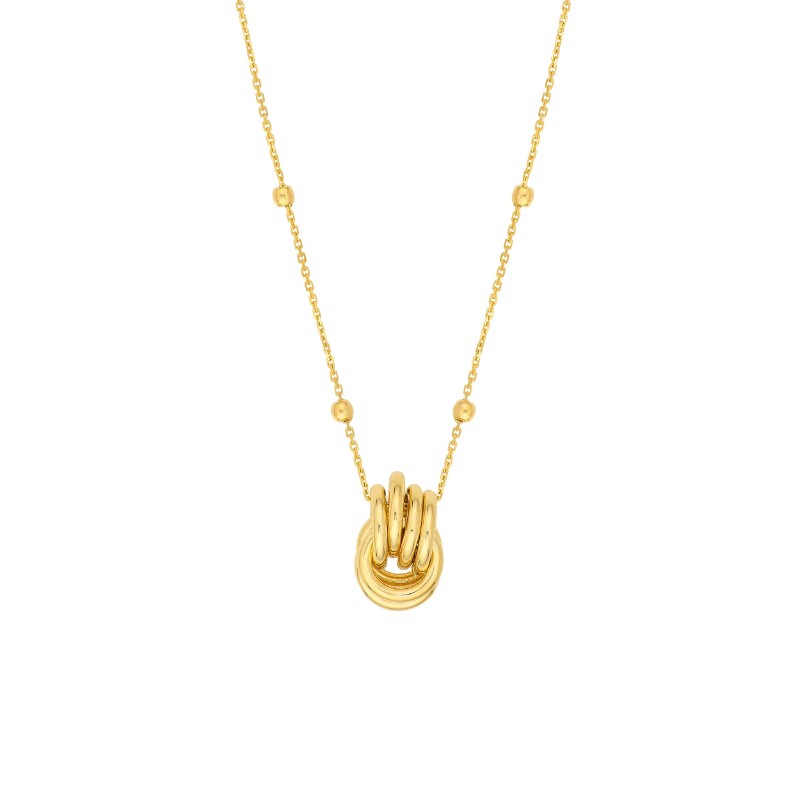 14K Yellow Gold Circle Links Pendant On Chain