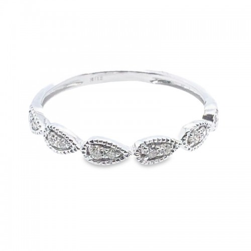 14K White Gold Pear Station Stackable Ring