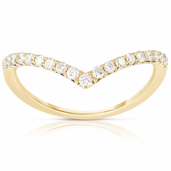 Diamond V Band in 14K Yellow Gold