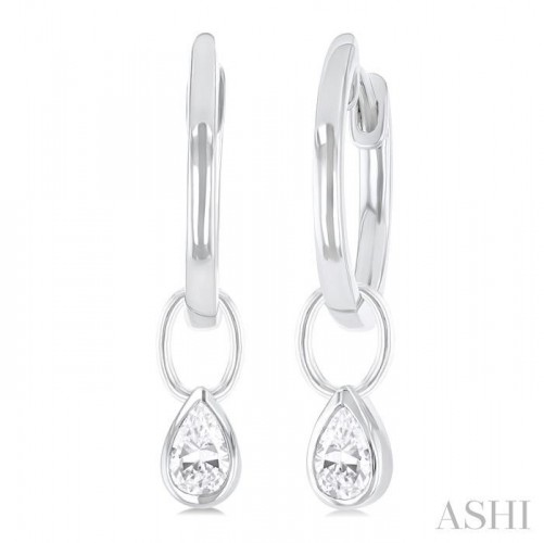 Ashi Convertible Bezel-set Pear Diamond Huggies in 14K White Gold