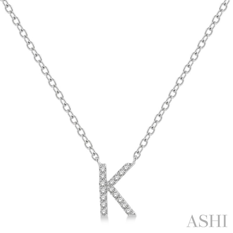 Ashi Diamond Initial K Necklace in 10K White Gold