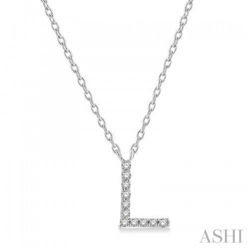 Ashi Diamond Initial L Necklace in 10K White Gold