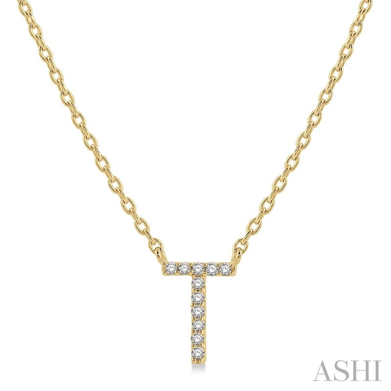 Ashi Diamond Initial T Necklace in 10K Yellow Gold