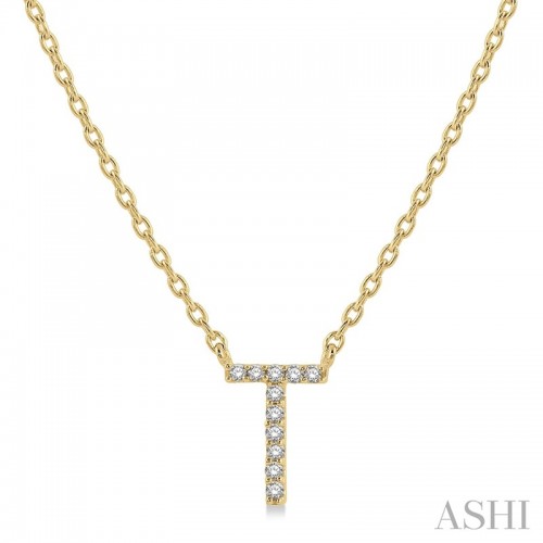 Ashi Diamond Initial T Necklace in 10K Yellow Gold