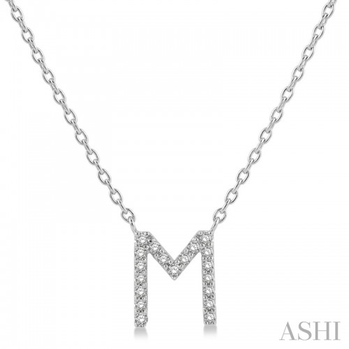 Ashi Diamond Initial M Necklace in 10K White Gold