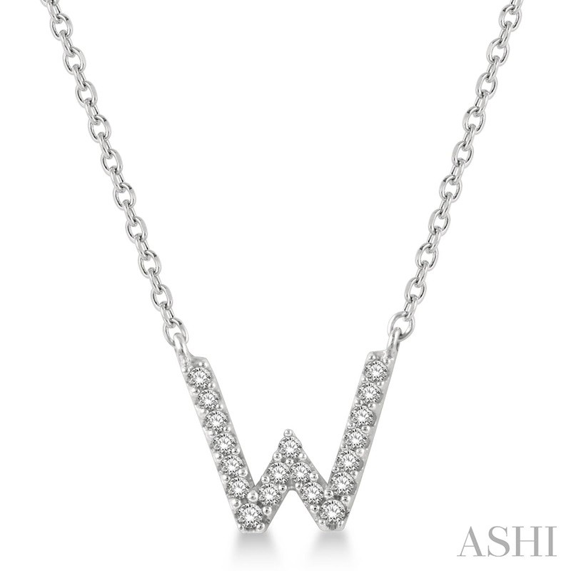 Ashi Diamond Initial W Necklace in 10K White Gold