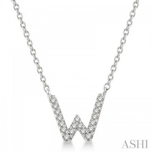 Ashi Diamond Initial W Necklace in 10K White Gold