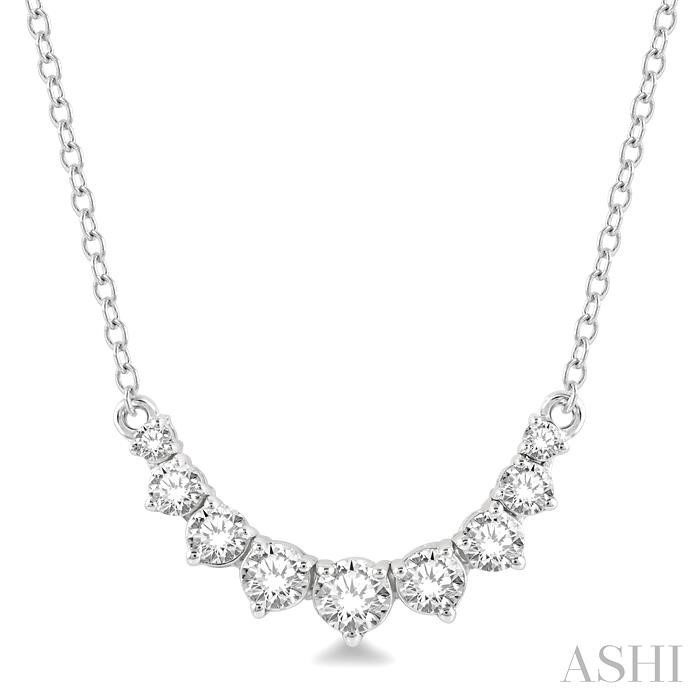 Ashi Graduated Diamond Smile Necklace in 14K White Gold