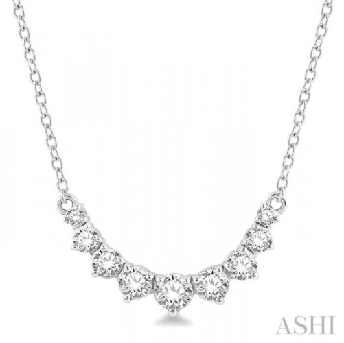 Ashi Graduated Diamond Smile Necklace in 14K White Gold