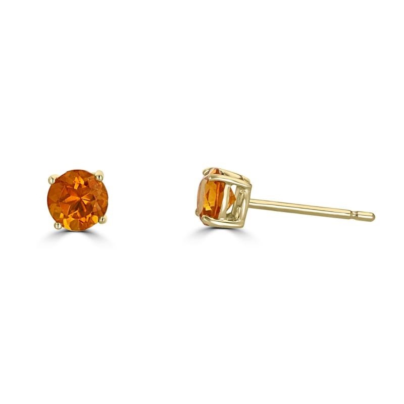 Round Citrine Studs in 14K Yellow Gold