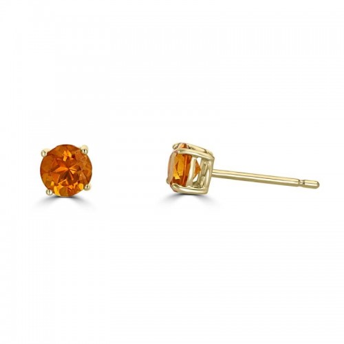 Round Citrine Studs in 14K Yellow Gold