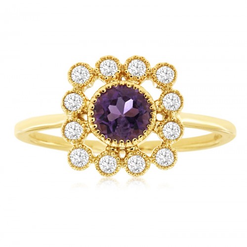 Amethyst Ring with Diamonds