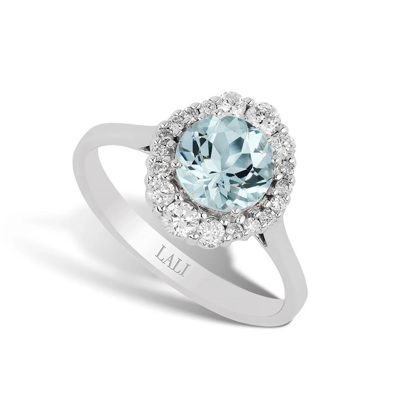 14W Aquamarine and Diamond Ring