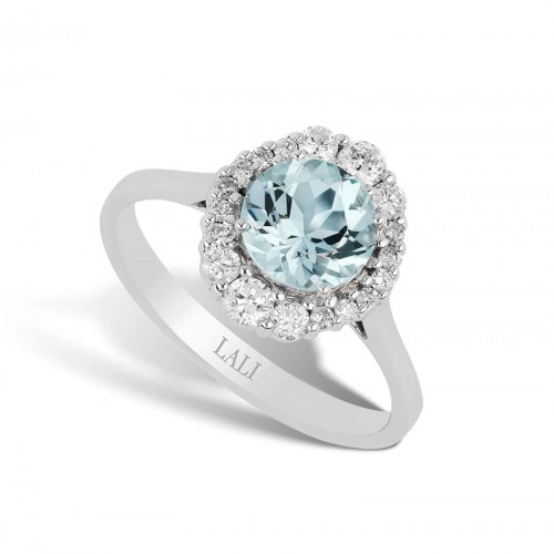 14W Aquamarine and Diamond Ring