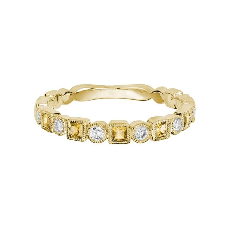 Citrine and Diamond Stacking Band