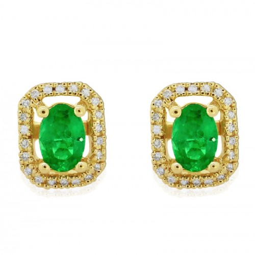 14Y Emerald Earrings with Halo