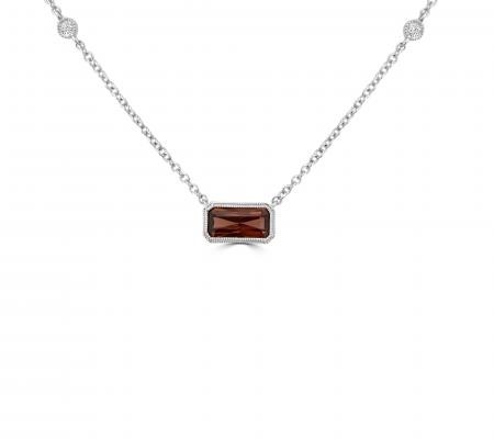 E2W Garnet Necklace with Diamond Stations