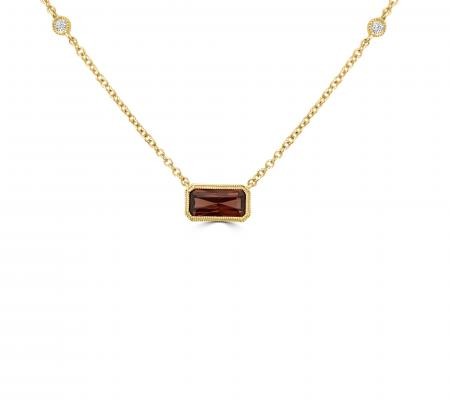 E2W Garnet Necklace with Diamond Stations