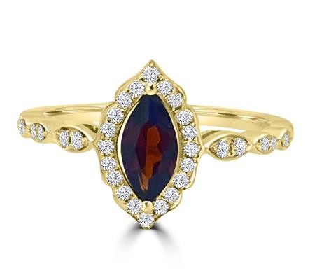 Marquise Garnet Ring with Diamonds