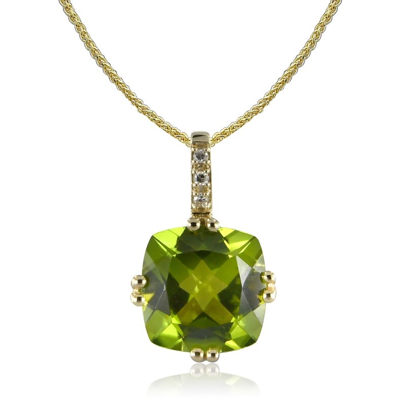 14Y Cushion Peridot Necklace