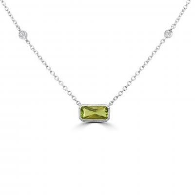 E2W Peridot Necklace with Diamond Stations