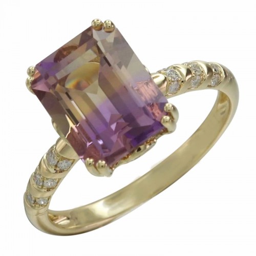 14Y Ametrine Ring with Diamonds