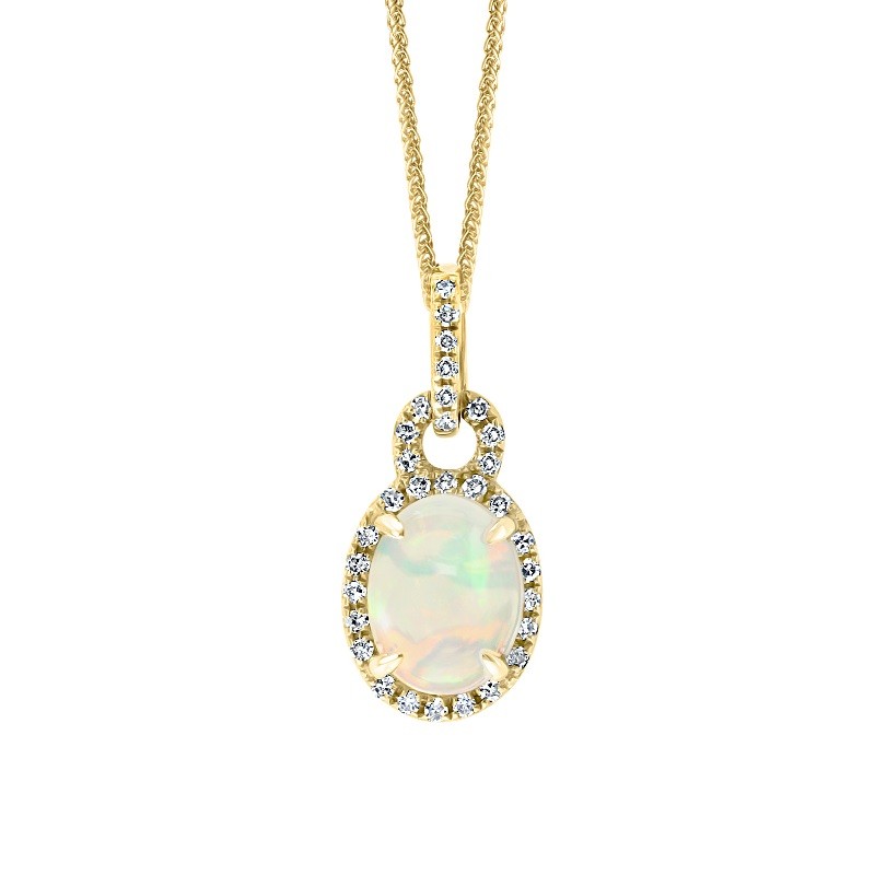 14Y Opal and Diamond Necklace