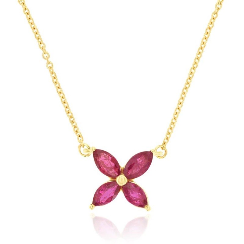 Ruby and Diamond Flower Necklace